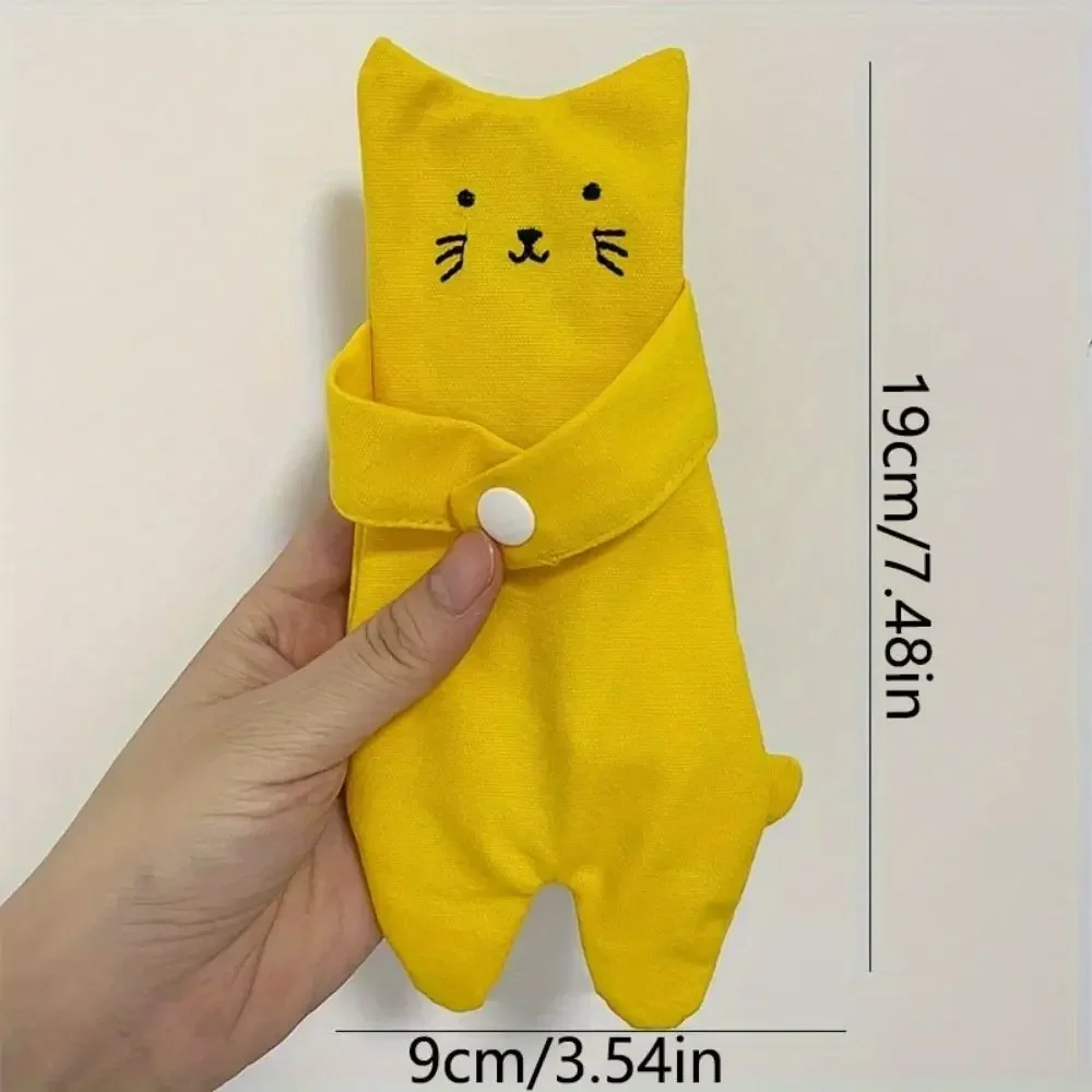 

Canvas Cartoon Cat Coin Purse Lightweight Zipper Closure Bag Hanging Pendant Anti Loss Decorative Zippered Mini Wallet Daily Use