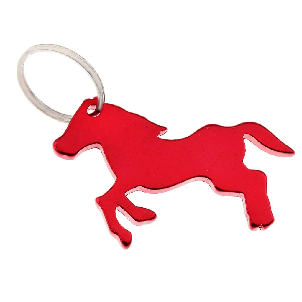 2x Aluminum Horse Pattern Bottle Opener with Keychain Bag Pendent