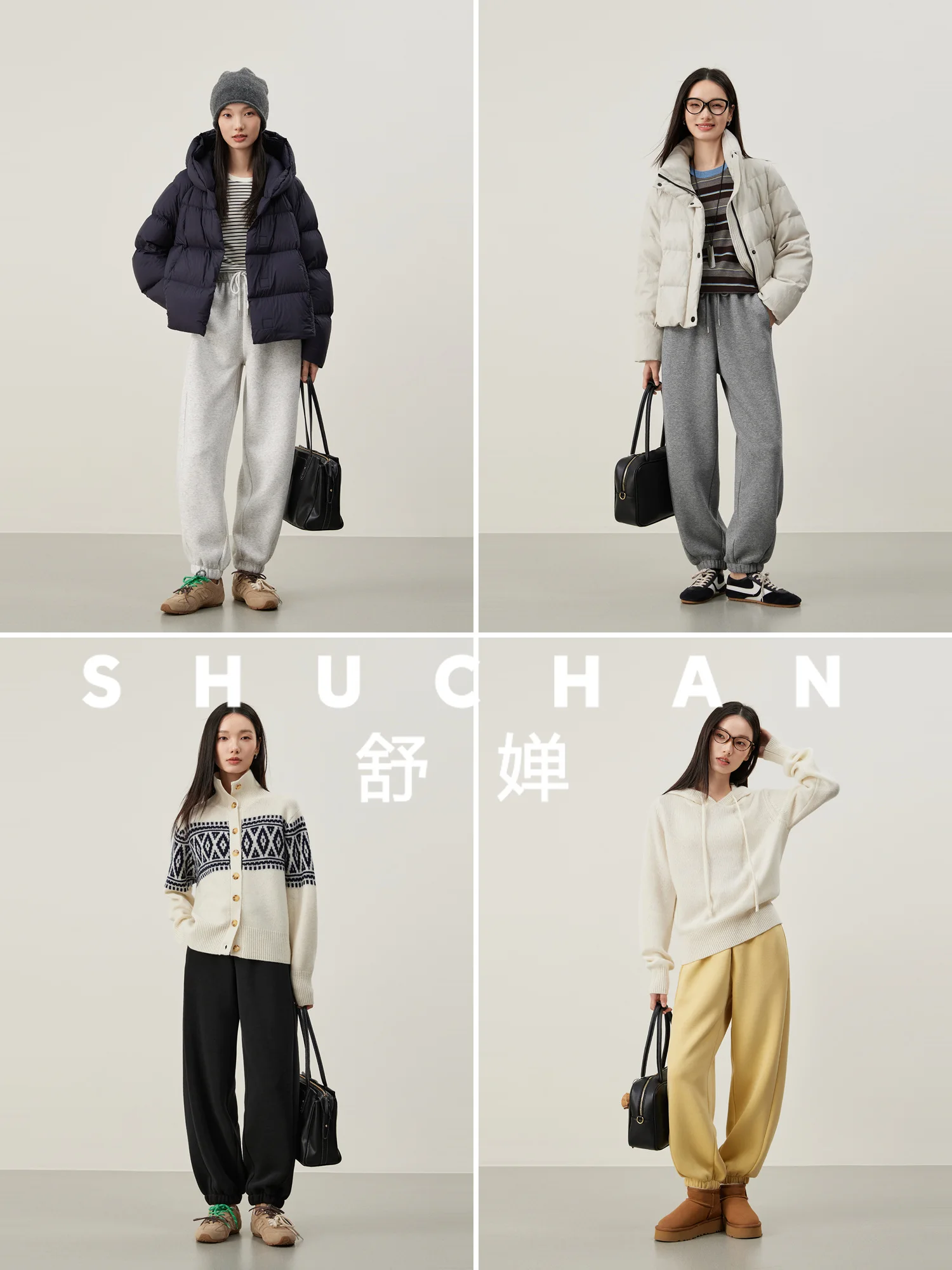 Casual Pants, High Proportion Cotton Warm Solid Color Velvet Drawstring Sweatpants Women's Autumn and Winter