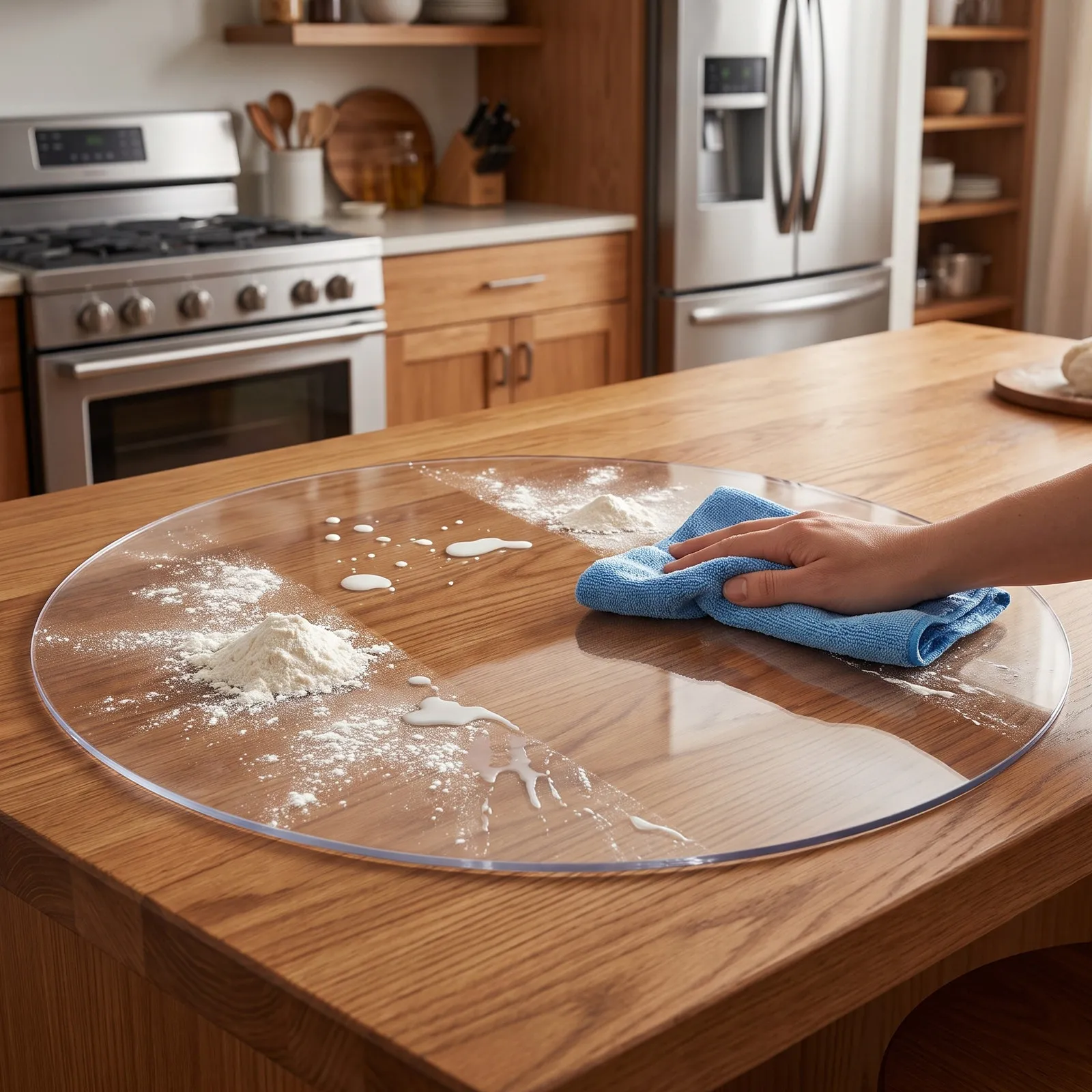 50Cm Thick Clear Round Tablecloth PVC Transparent Dining Table Mat Waterproof Oil Resistant Desk Protector for Kitchen Dining