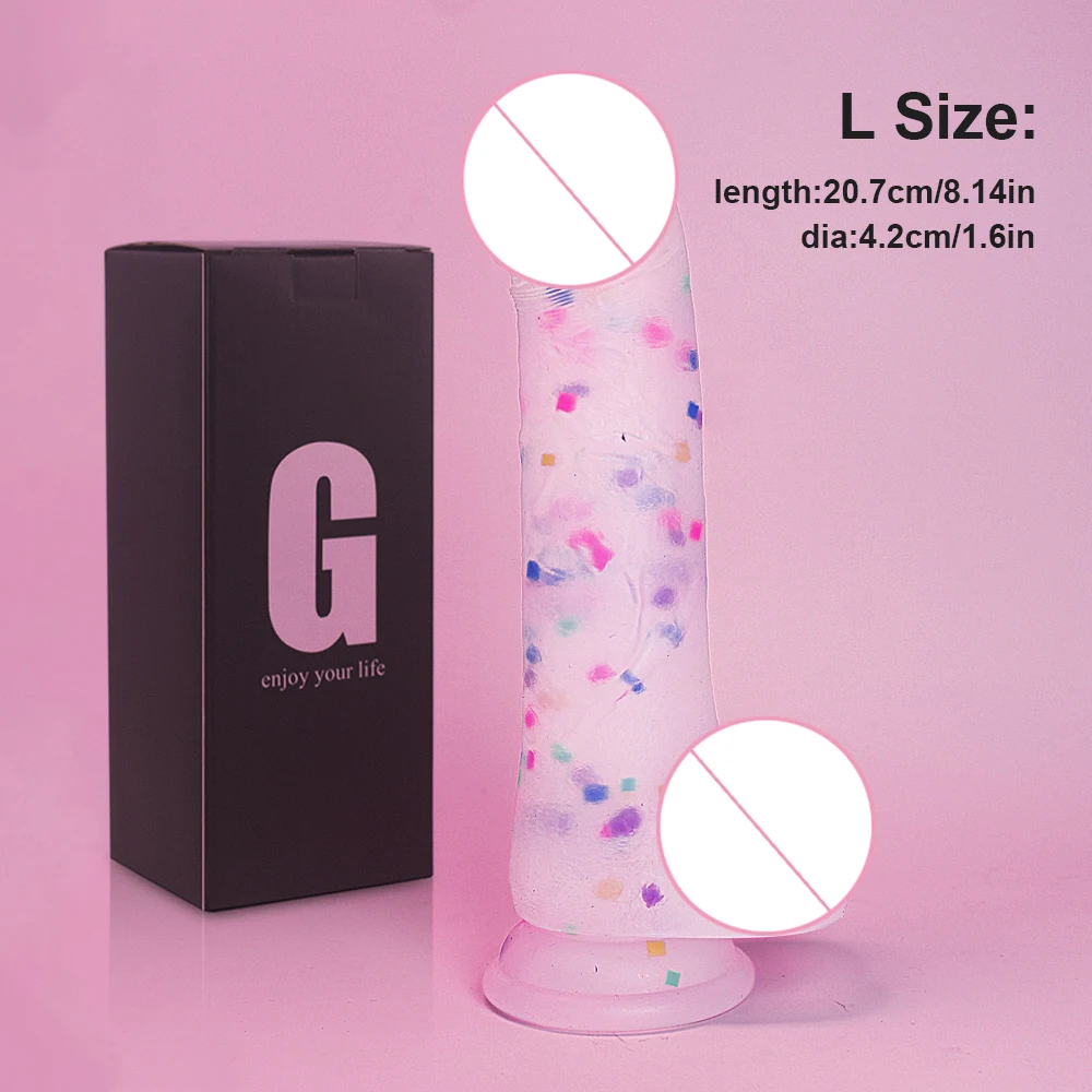 Gelugee Color Dildo Realistic Penis Silicone Soft Big Sucker Skin Feeling Female Vagina Sex Toys for Women Masturbation Girl 18