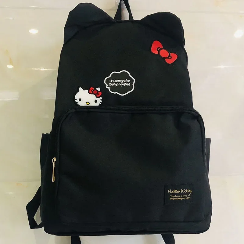 Kawaii sanrio hallo kittys rucksack niedlich anime schwarz bestickte schult asche frauen schulter tasche mädchen harajuku japan college geschenk