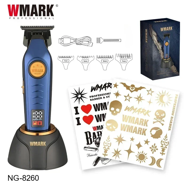 Wmark-男性用充電ベース付きバリカン、NG-8260、ヘアサロン用電動トリマー、スペシャル、新品、2022