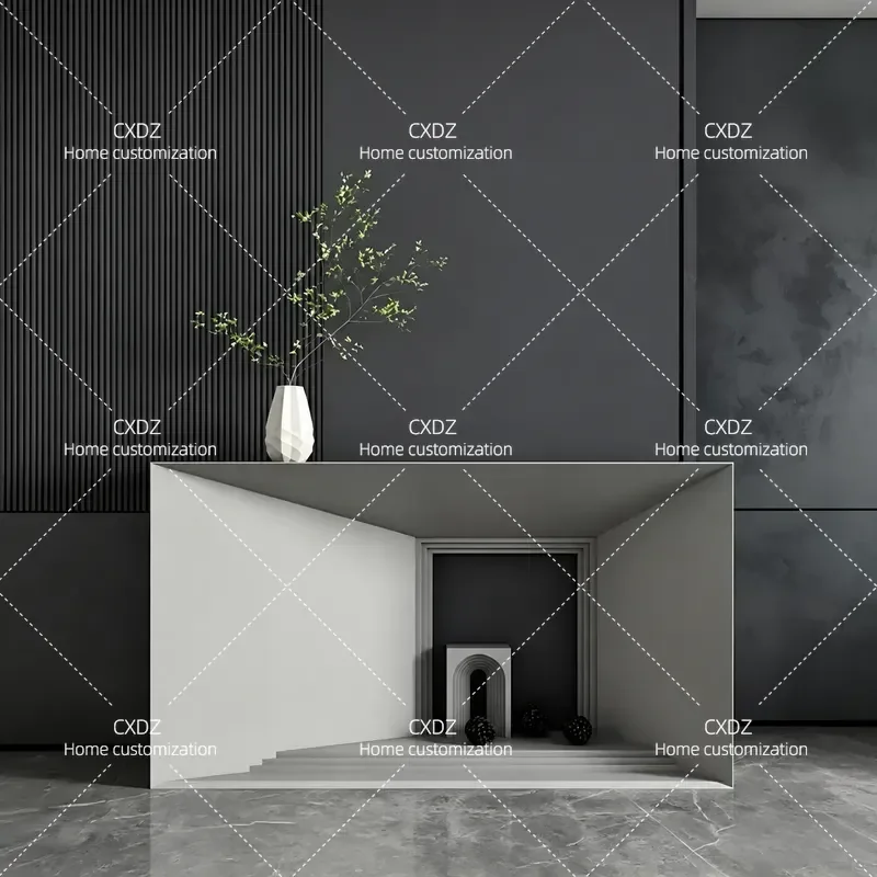 Gray Paint Entrance Table Creative Art Console Modern Simple Back Model Room Decorative Counter