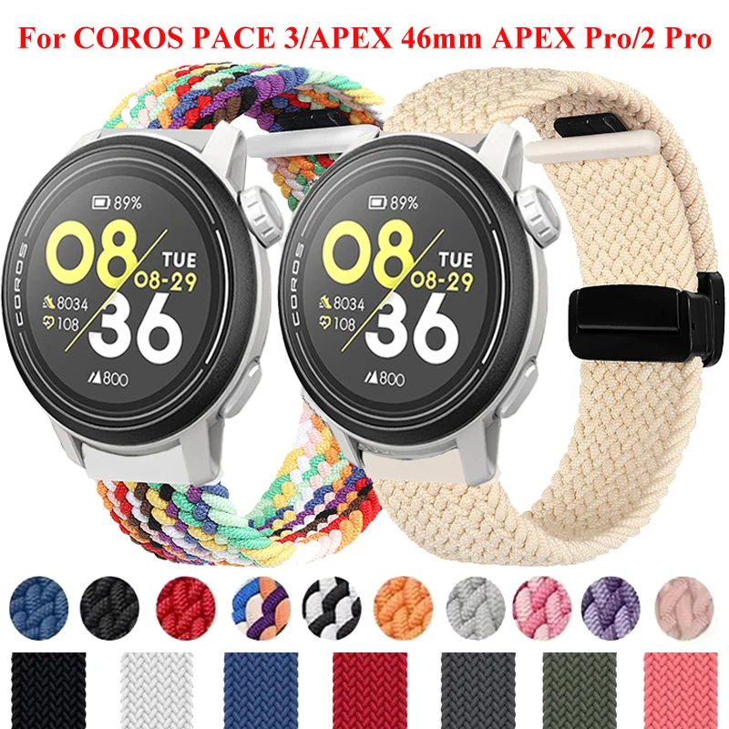 20 mm 22 mm magnetische geflochtene Solo-Schleife für COROS PACE 3 2/APEX 46 mm 42 mm Nylon-Armband Correa für COROS APEX Pro/APEX 2 Pro-Armband