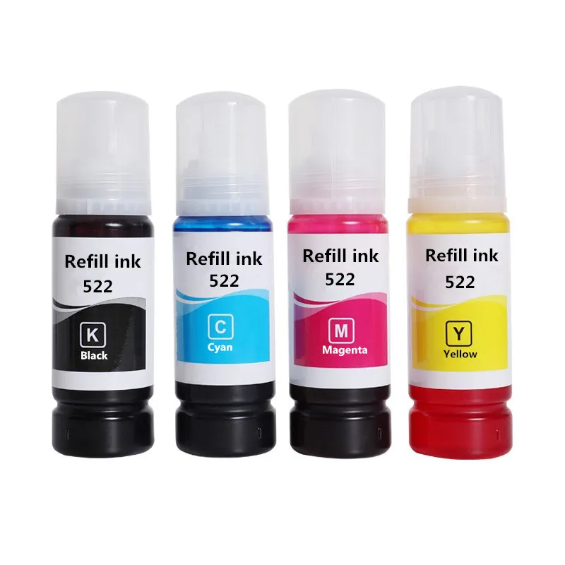 T522 Ink refill Bottles Replacement for Epson 522 T522 Ink combo EcoTank ET-2400 ET-2720 ET-2800 ET-2803 ET-4700 ET-4800