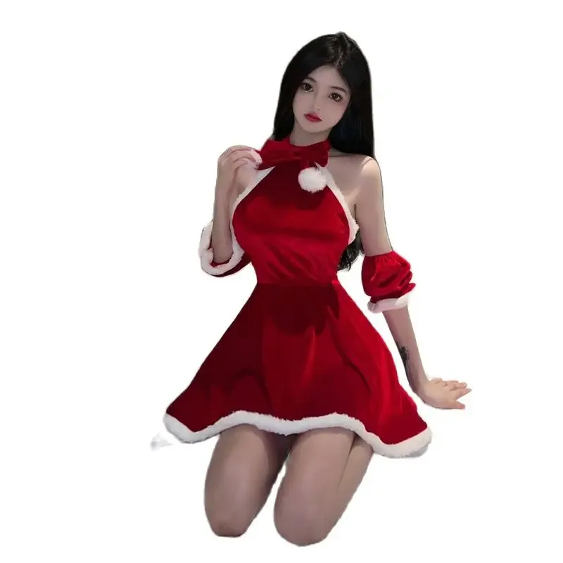 Robe de noël rouge pour femme, douce fille, Cosplay, père noël, Lingerie Sexy, nouvel an, réveillon de noël, Costume Sexy, grande taille
