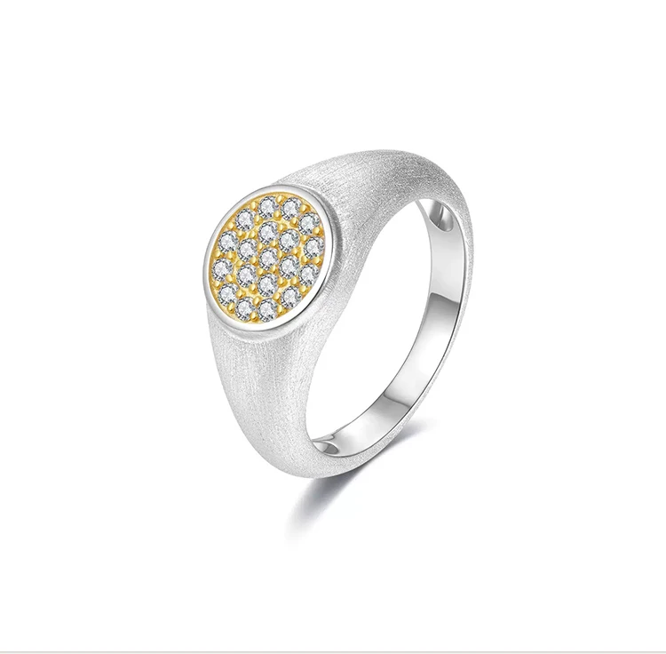 JEWELLWANG Luxus-Herrenring mit Laborgezüchtetem Weißem Saphir, S925 Silber, Italienische Gebürstete Oberfläche, Maßgefertigter Schmuck, Partyring, 18K Vergoldet – Detail 7