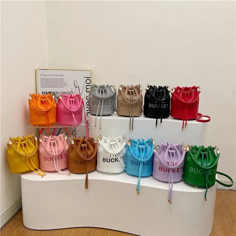 Bucket Bag for Women Trend 2024 Aesthetic Solid Color Pu Leather Crossbody Bags Casual Cute Shoulder Handbags Sac De Luxe Femme