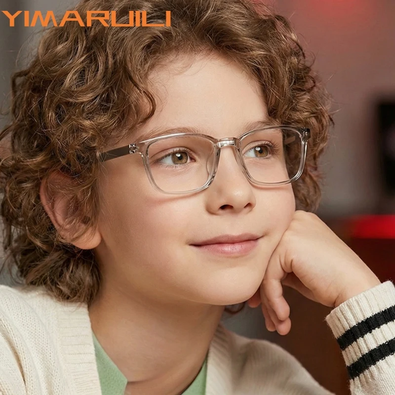 

YIMARUILI High quality TR90 Silicone Eyeglass Frame Teenage Students Big boy and girl Optical Prescription Retro Square Glasses