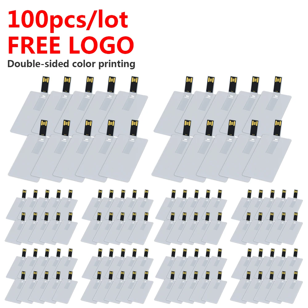 100pcs Corporate Gift Business Card U Disk Wholesale Credit Bank Card Pen Drive 32Gb 64Gb 128GB Usb Flash Drive with Custom Logo