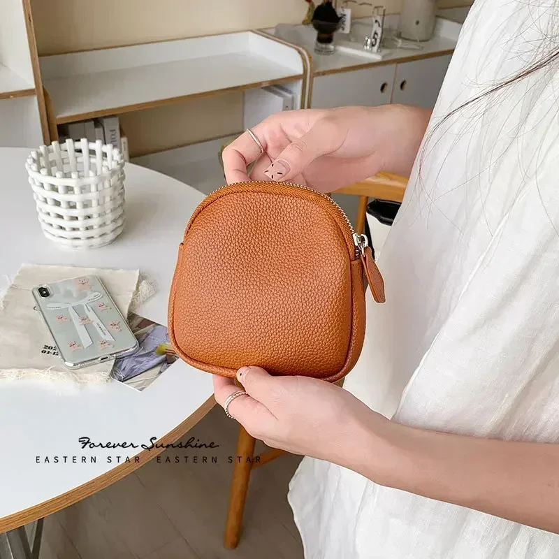 Men Women Card Coin Key Soft Holder Zipper Leather Wallet Pouch Bag Purse Gift New Fashion Brown Large Coin Holders Bags