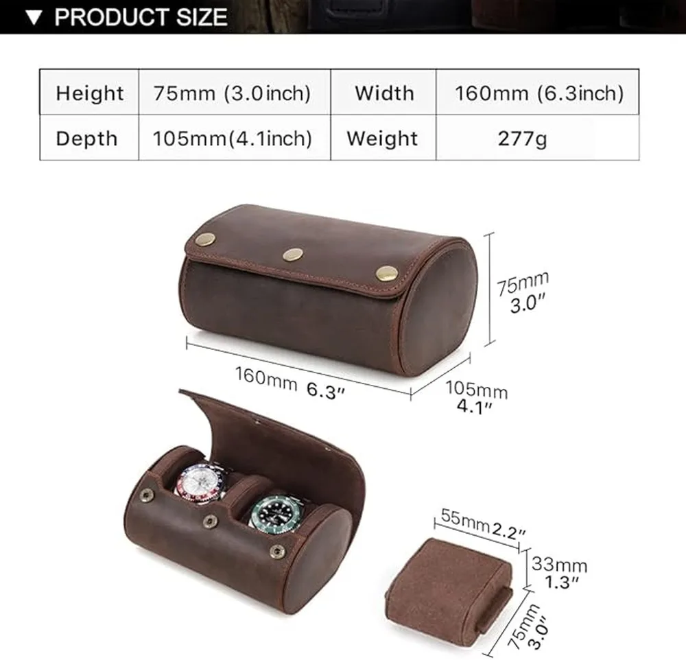 Elegant Leather Watch Roll With Velvet Interior Travel Friendly Case For 3 Watch Storage Is