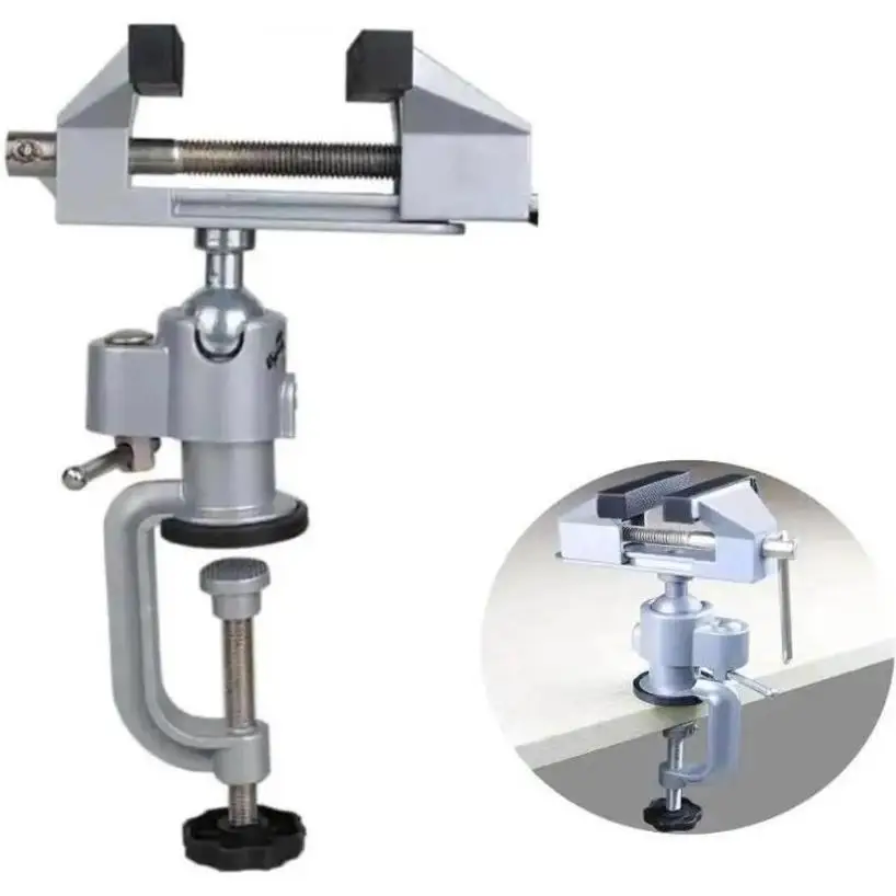 1 Pcs For Universal Woodworking Drilling M Table Screwdriver With 360° Swivel Head 7/6 Cm Bench Clamp With Rubberized Jaws