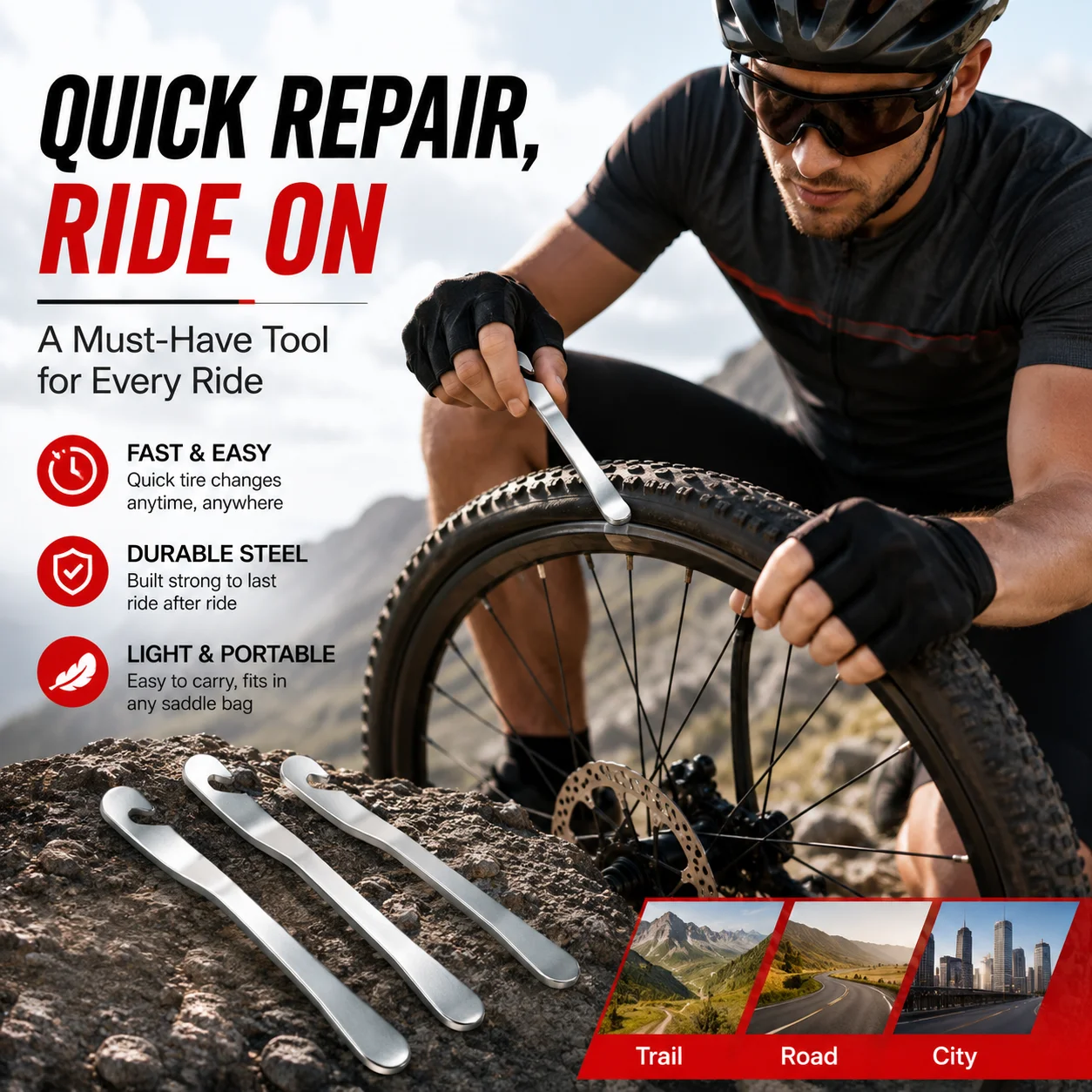 PINMOAP 1/3PCS Bike Tire Lever Heavy Duty Bicycle Tire Pry Bar Tool Portable Spoon For Mtb Road Bike Inner Tube Repair Cycling view 5