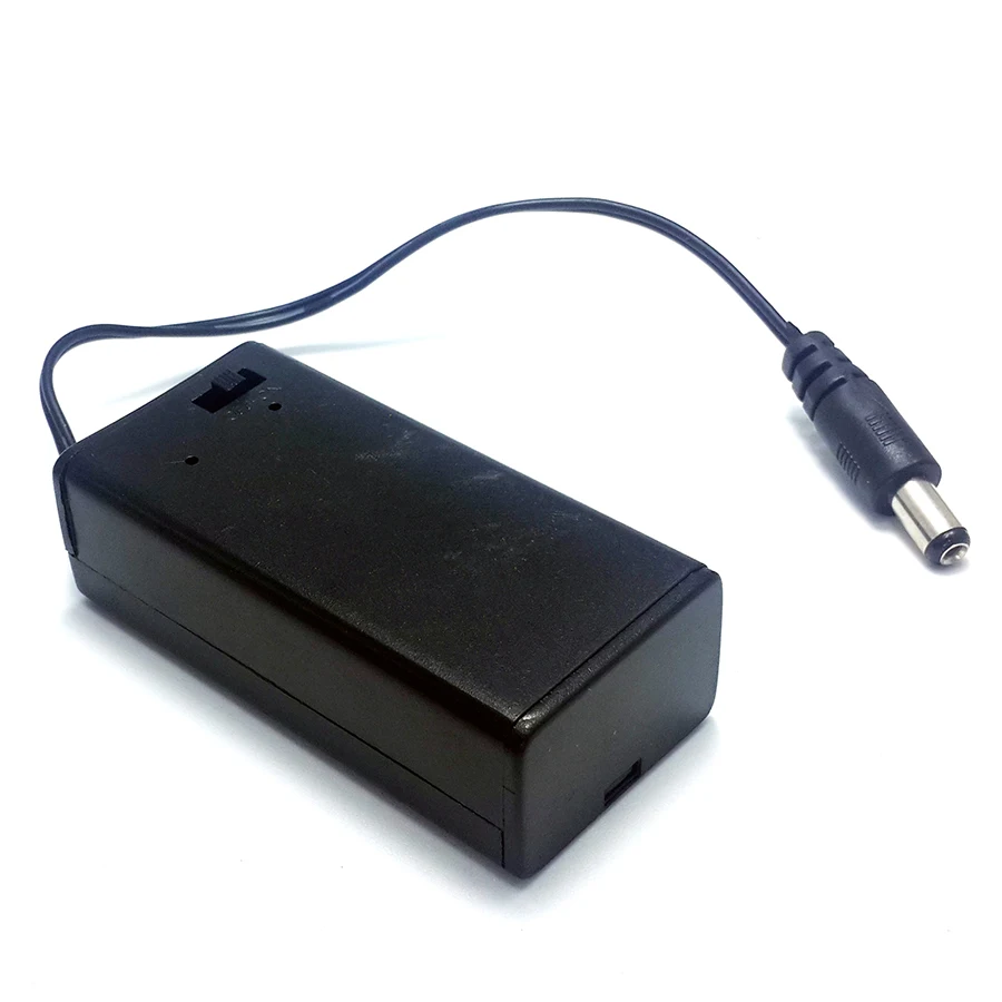 

3 Pack 9V Battery / 2 AA Battery Box with on/off switch dust-proof cover 5.5*2.1mm DC head 9V Battery Block Open Cover