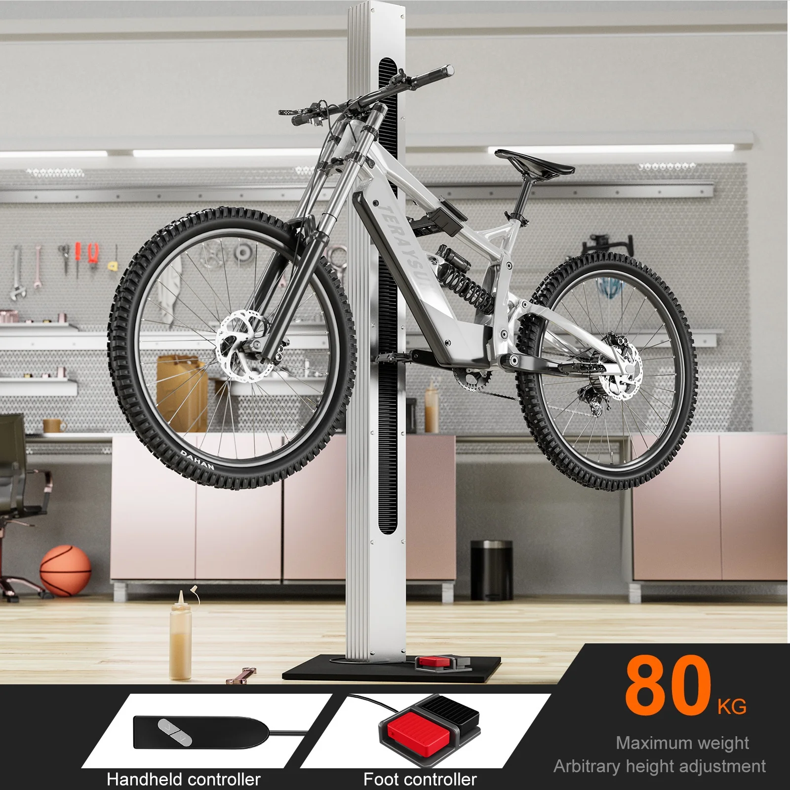 Bike Repair Stand, Heavy Duty 80kg Load, 180° Rotation Auto Stop Rack, Professional Workshop Lift for E-Bike MTB Road Bike