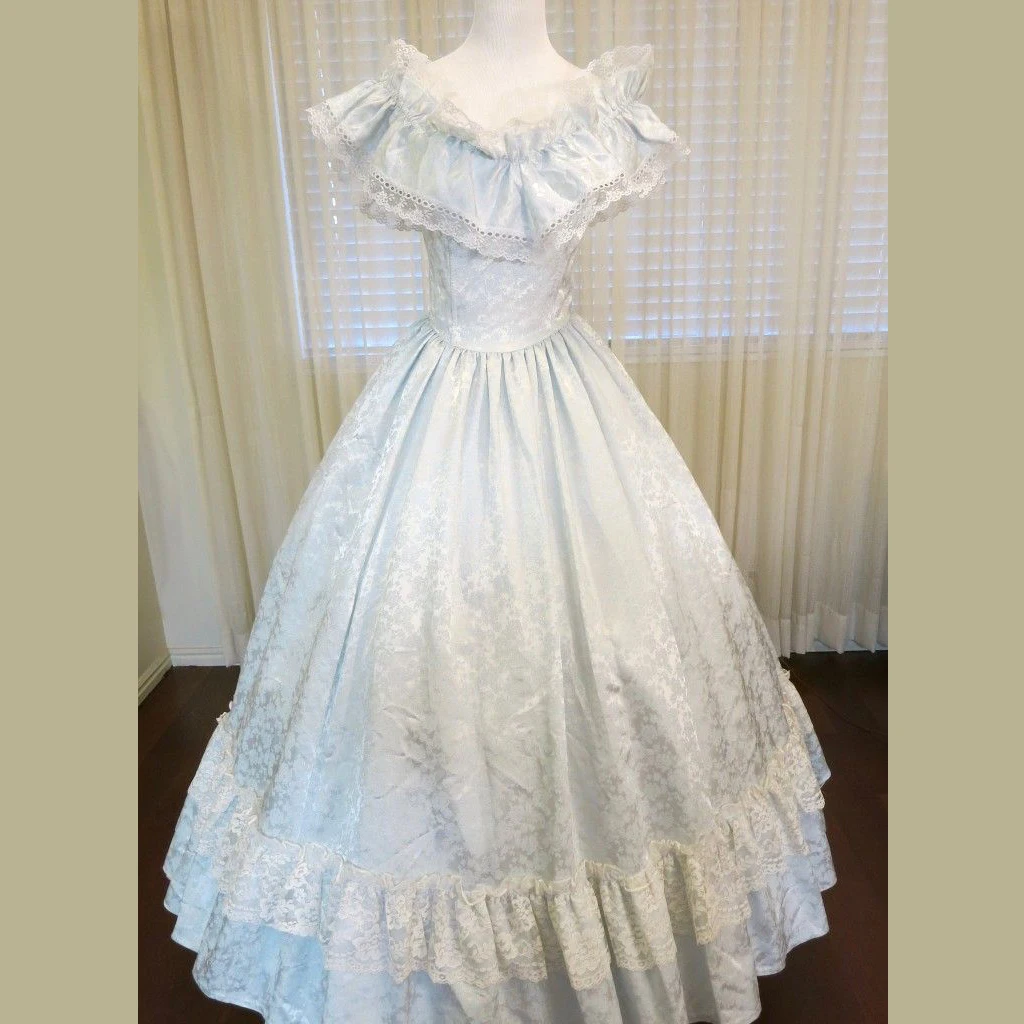 18th Century Victorian Gothic White Evening Dress White Bridal Wedding Dress Civil War Southern Belle Ball Dress Steampunk  Dres