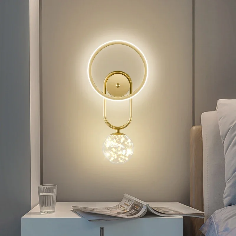 

Nordic Luxury LED Master Bedroom Reading Wall Lamp Lights For Bedside Corridor Creative Background Lighting Decor Aisle Sconces