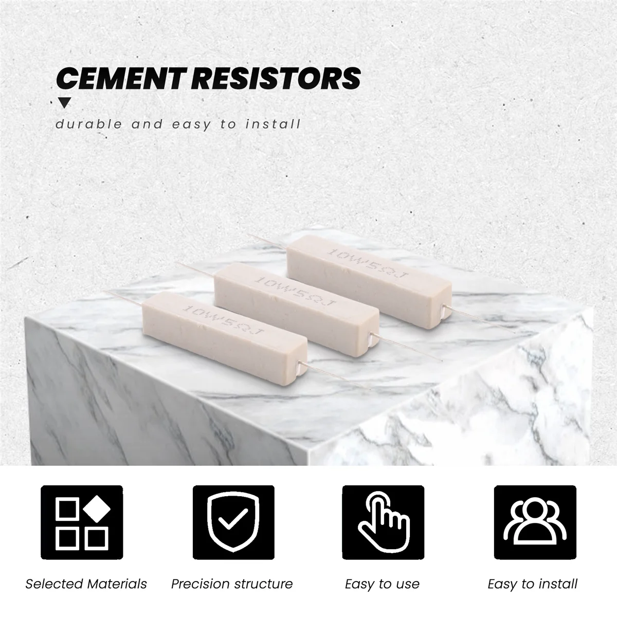 5 resistencias de cemento cerámico bobinadas de 5 ohmios y 10 W
