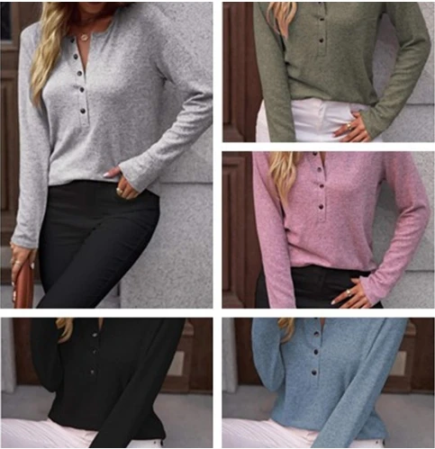 

Women's Top for Autumn and Winter Fashion New Solid Color Long Sleeved Hollow Casual Shirt Temperament Commuting Casual Top