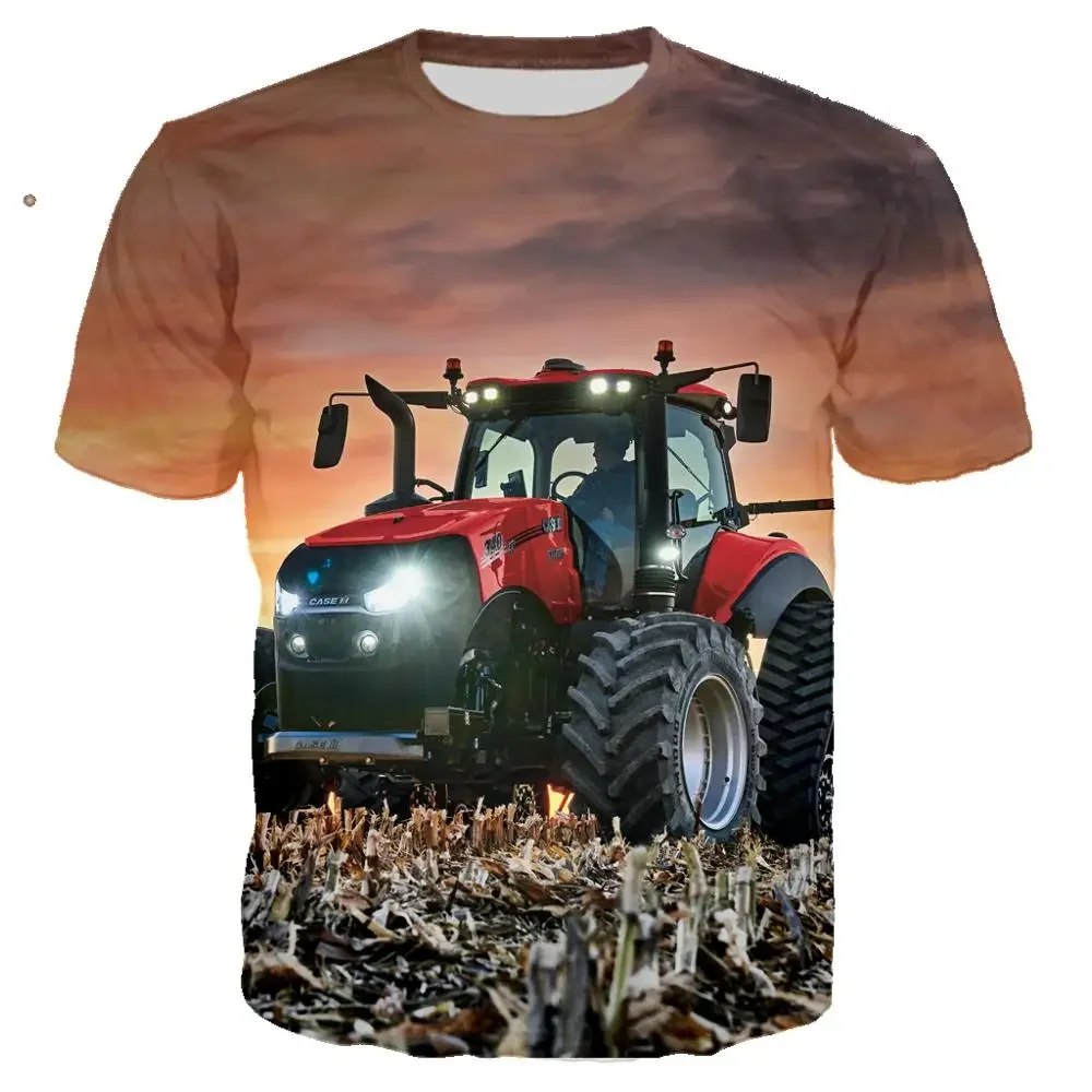 Casual and Comfortable Kids T-shirt Top New 3D Printed Car Tractor Kids T-shirt  Stylish Summer Cartoon Casual Kids T-shirt Top