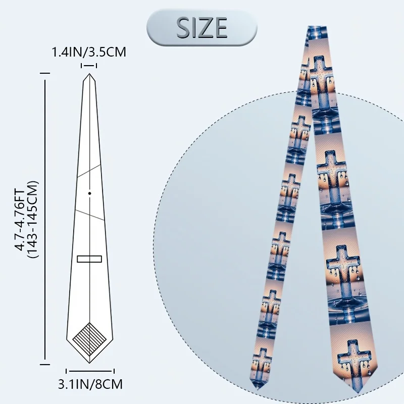 1pc Christ Cross Print Necktie |, Woven, Machine Washable or Dry Clean, Stylish Tie, Perfect Gift for Men, Ideal for Parties
