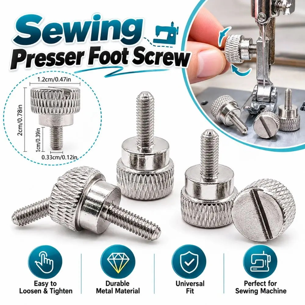 Hand Tighten Sewing Presser Foot Screw Machine Part Quick Replacement Presser Foot Screw Knurled Head