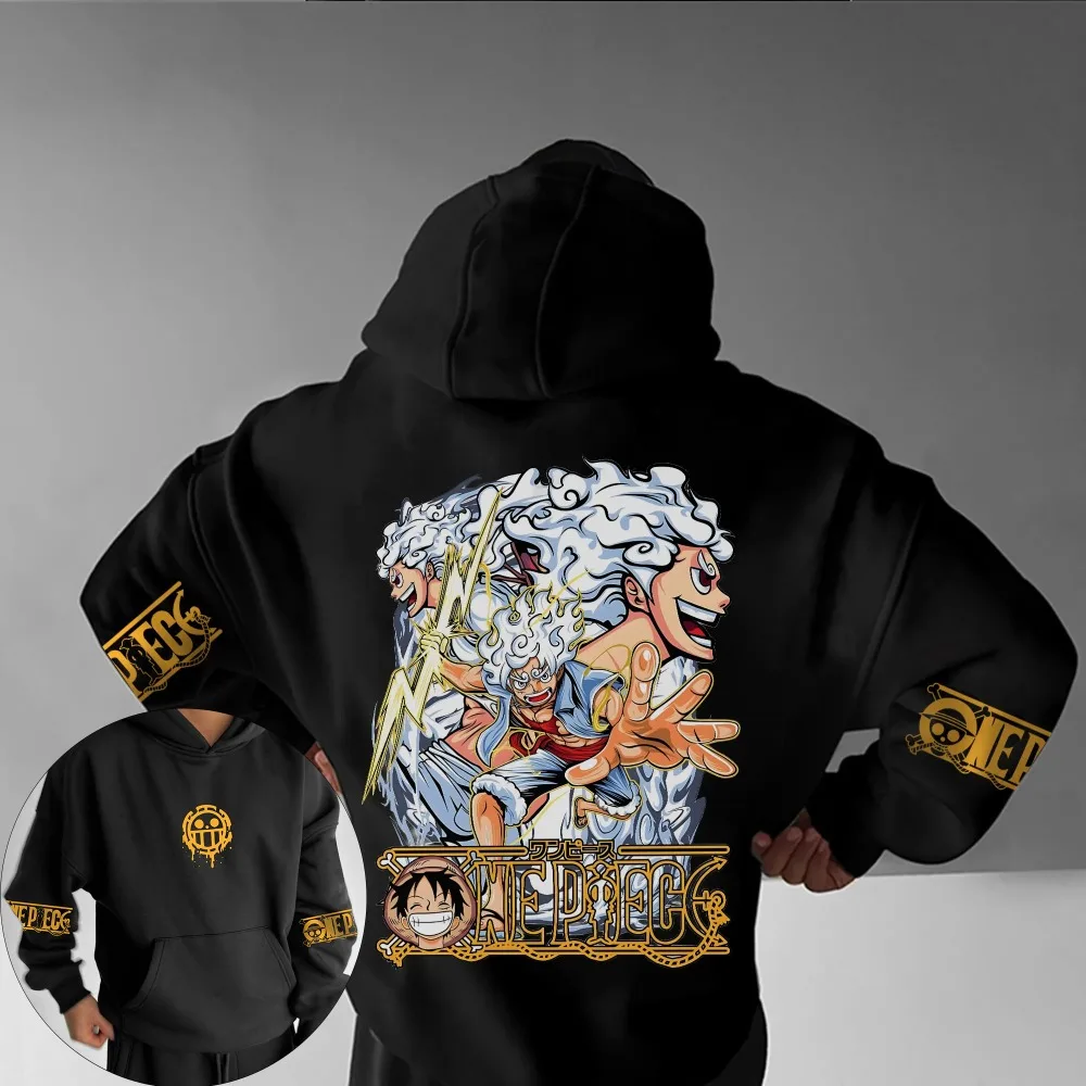 

2025 ONE PIECE Men's Hoodie Sweater Monkey D. Luffy Japan Anime Summer Autumn Boy Children's Long Sleeve Warm Parent-Child Wear