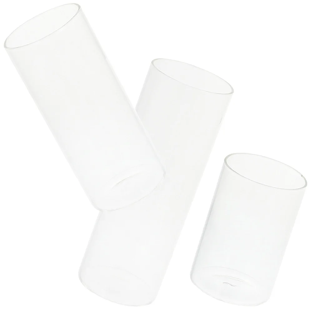 3Pcs Elegant Cylinder Glass Holder Set Clear Candlestick Cup for Home Decor Dining Table Centerpiece Decoration Use