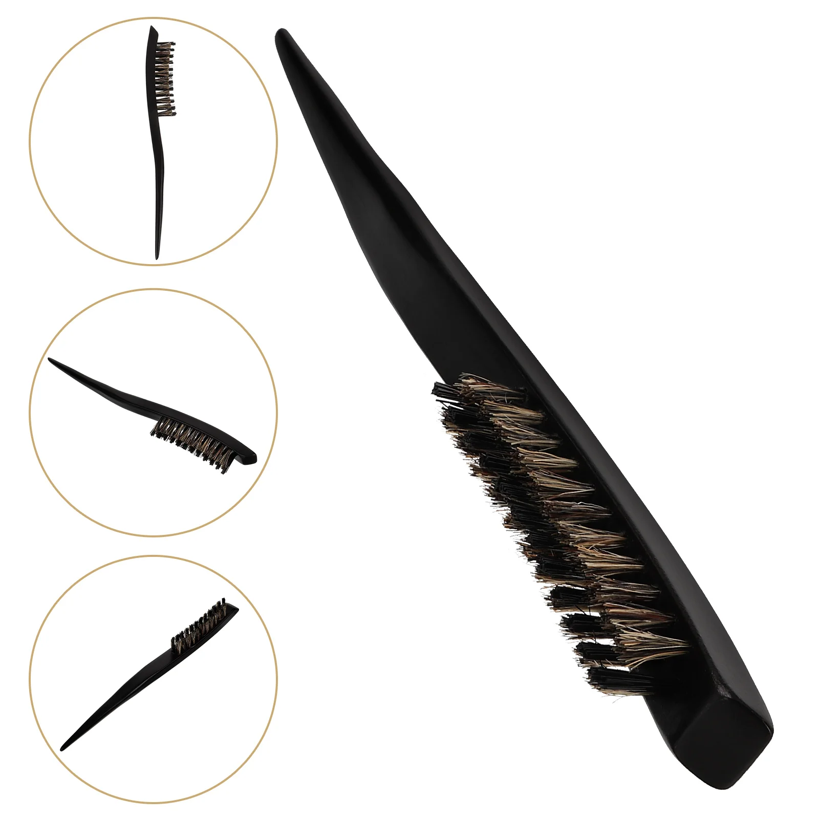 Smoothing Hair Brush Wooden Handle Boar Bristle Three-row Pointed Tail Comb Modeling Hard Miss