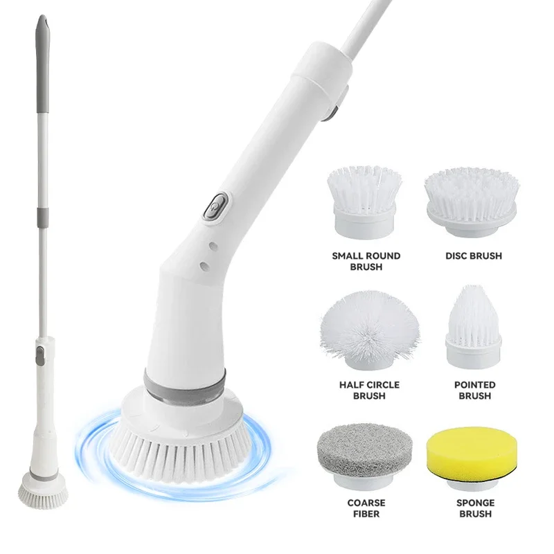 

Electric Spin Scrubber, Electric Cleaning Brush with 6 Replaceable Brush Heads, Power Shower Scrubber for Bathroom,Kitchen