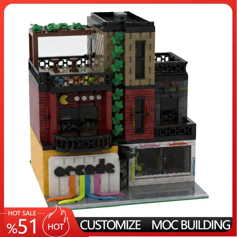 

1888 PCS City Street Arcade Modular Building MOC Customize Modular Building Block Kids Design Simple DIY Boys Holiday Toy Gifts