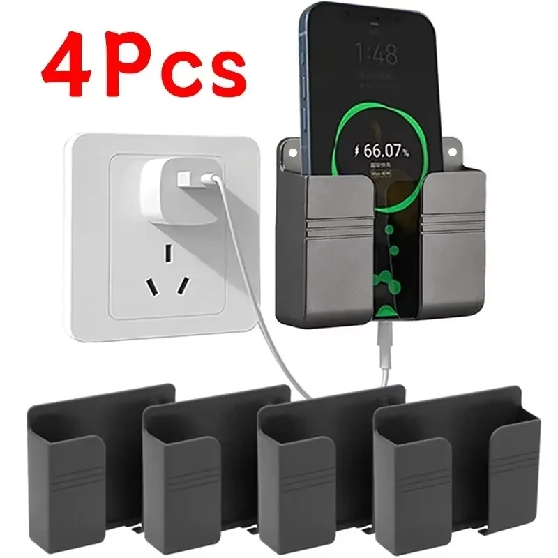 Suporte de Parede Universal para Celular, Caixa Organizadora para Carregamento e Armazenamento, Suporte Multifuncional para Controle Remoto de TV e Aparelhos de Ar Condicionado, Base de Carregamento