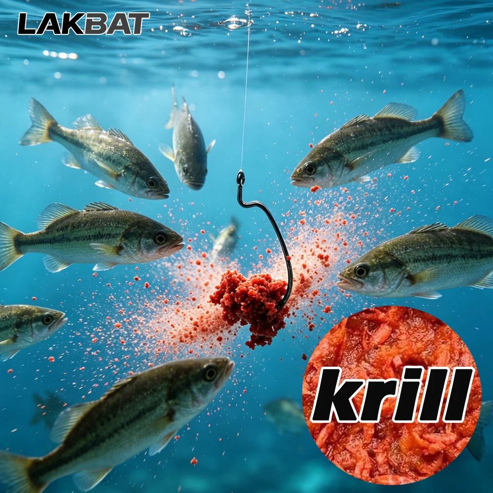 LAKBAT Krill-Garnelenfleisch Fischköder mit Fischgeschmack, Haftender Drahtzug-Haken, Biss-Additiv, Weicher Köder für Meeresfischerei – Detail 7