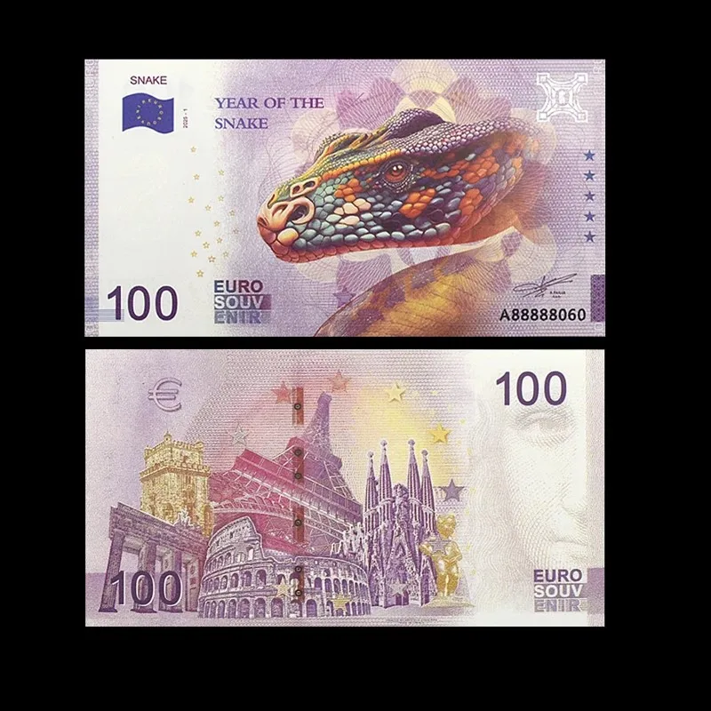 5~100pcs 100 Euro Paper Money 2025 Year of The Snake Banknotes with UV Serial Number Collectibles Gifts