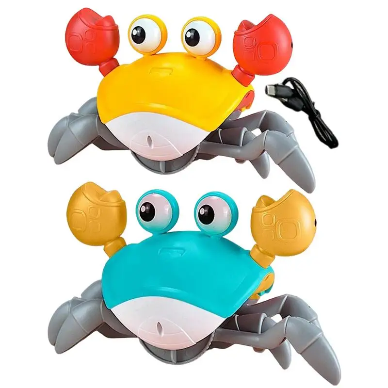 Crawling Crab Rechargeable Crab Toy With Light And Sound Educational Cartoon Kids Sensory Induction Crabs Kids Interactive