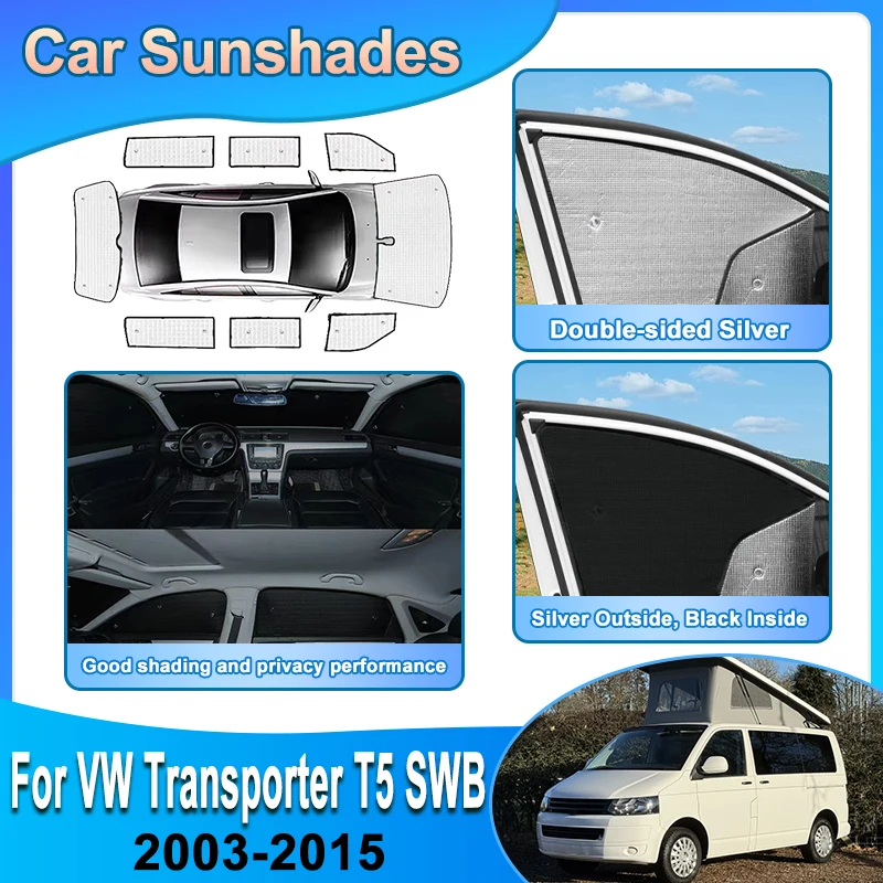 

For Volkswagen VW Transporter T5 2003-2015 SWB Caravelle Multivan Car Full Privacy Sunshade Windows Sun Visor Covers Accessories
