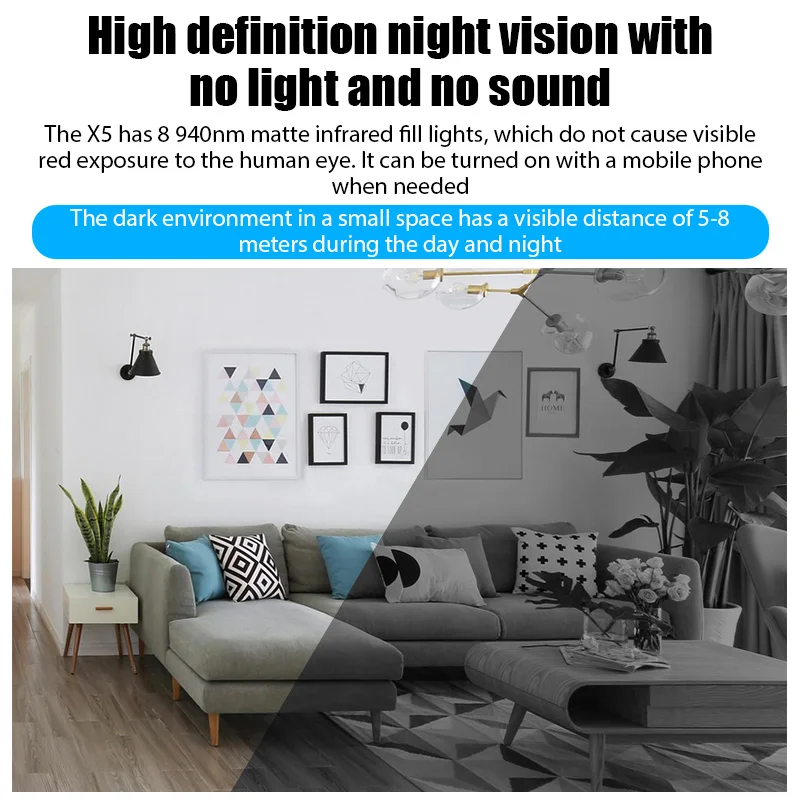 Full 1080P HD Mini WiFi Camera Indoor Home Security Wide Angle Cam Night Vision Motion Surveillance Micro Kamera Baby Monitor X5