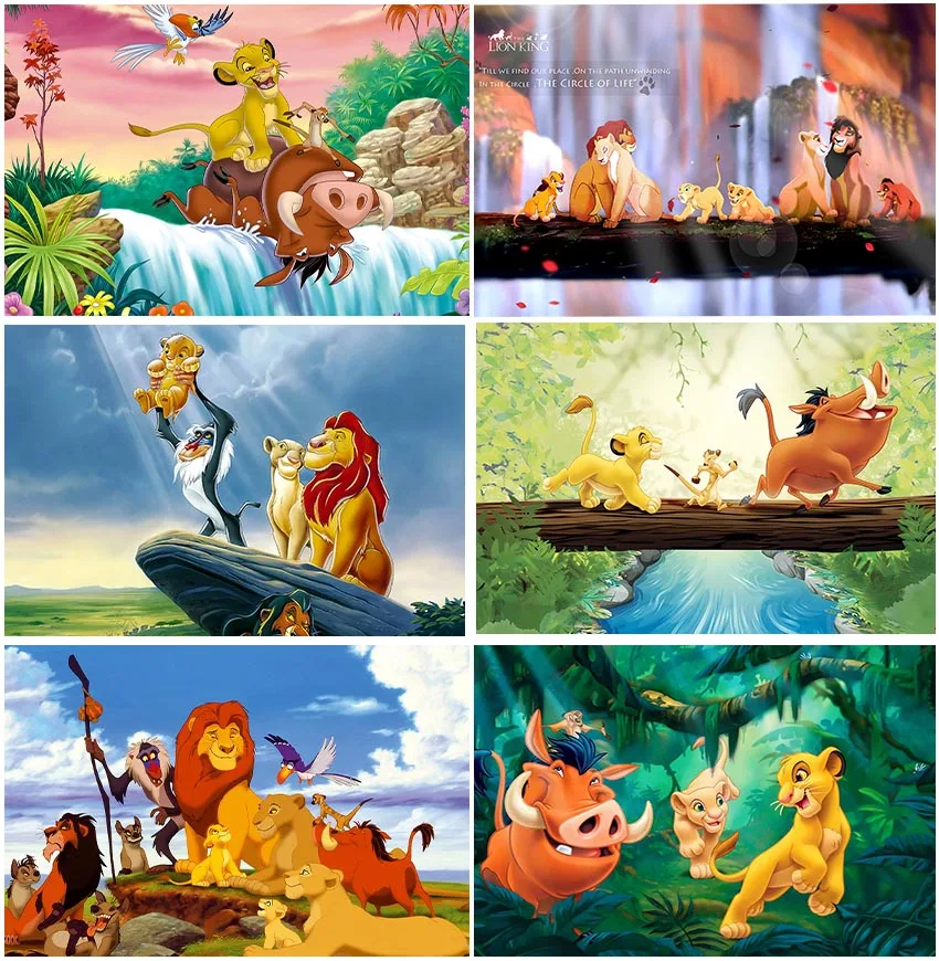 Disney Cartoon The King Of Forest Lion Simba Backgrounds Waterfall Jungle Sky Blue For Birthday Party Newborn Banner Backdrops