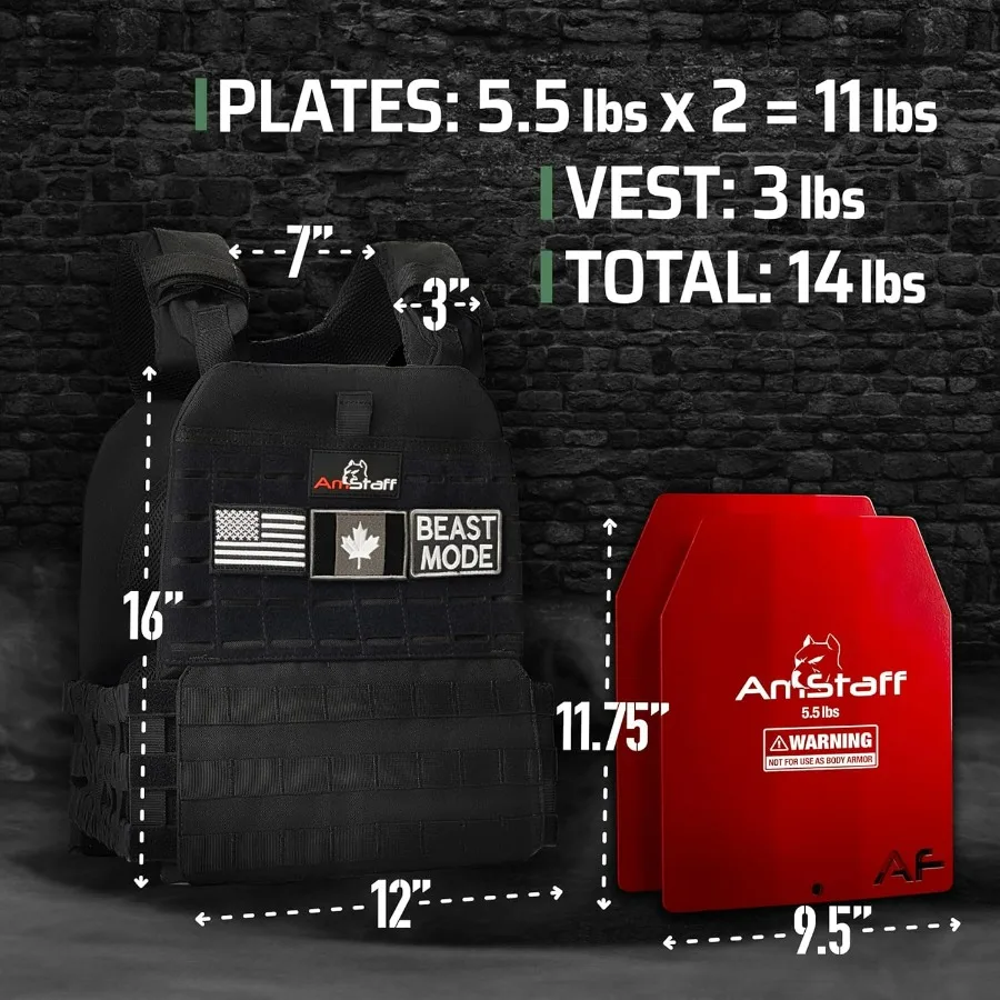 سترة Amstaff التكتيكية المرجحة لتمارين اللياقة البدنية، سترة وزن قابلة للتعديل مع قابلة للارتداء متعددة الاستخدامات لنهاية تدريب القوة