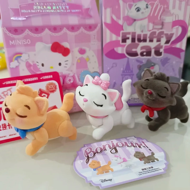 MINISO Disney Fluffy Cat Series Blind Box Lucifer Marie Cats Anime Figure Doll Mysterious Surprise Box Birthday Gifts Decoration