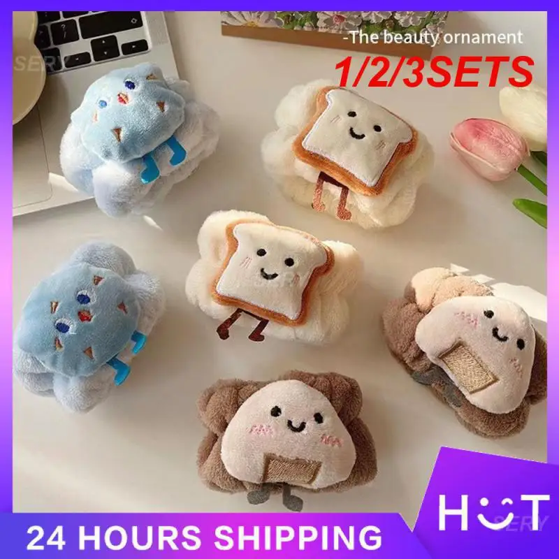 1/2/3SETS Cute Bracer Set Water Proof Cartoon Toast Appearance Wash Face Hair Set Bathroom Supplies Wash Bracer Bundle Hair