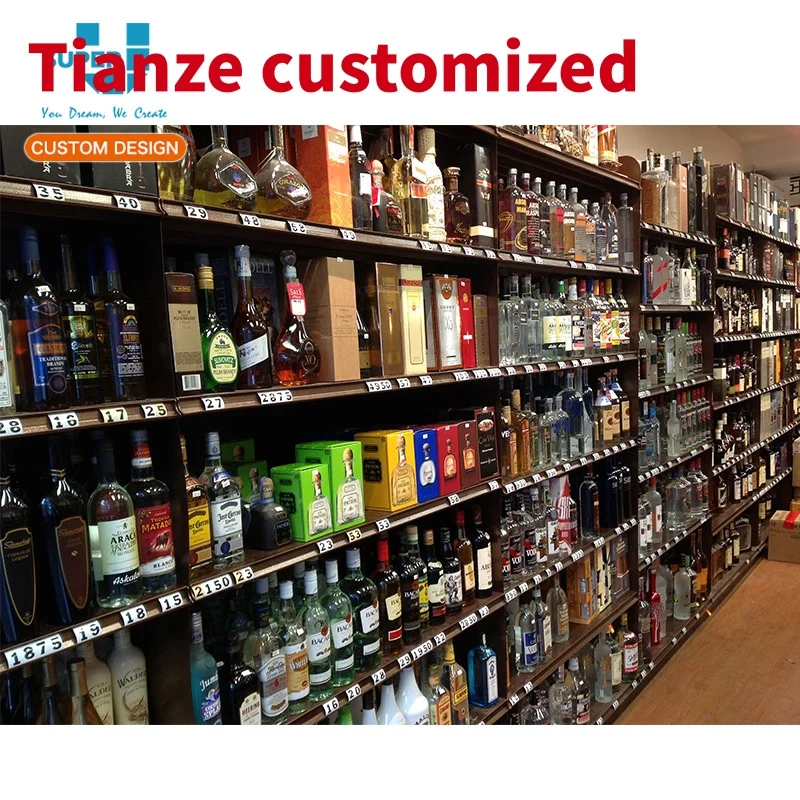 (Customized) China wine whisky store fixture bottle storage wooden display stand metal racks luxury liquor retail