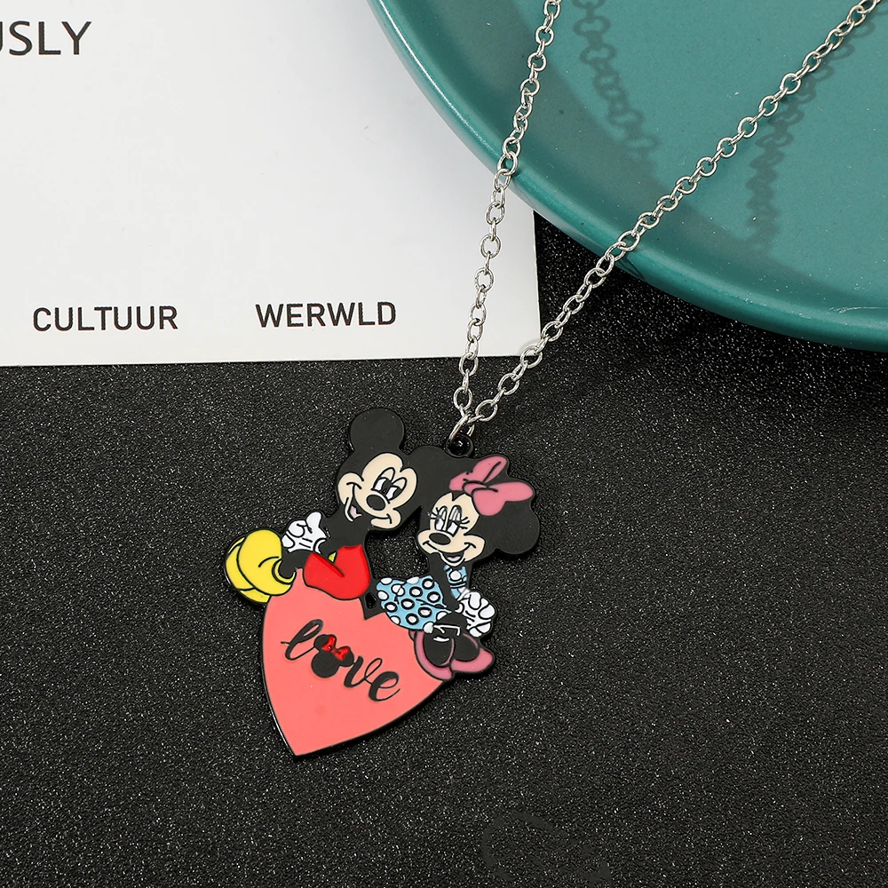 New Disney Cartoon Mickey Mouse Love Couple Necklace Sweet Girl Necklace Youth Cute Girl Necklace Gift