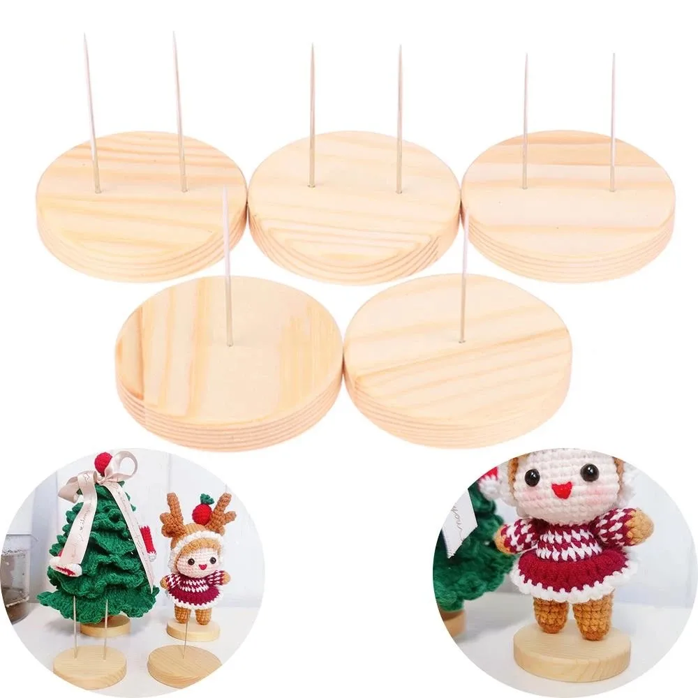 1Pcs Doll Display Rack Showcase Crochet Dolls Display Base Wooden Support Stand Holder