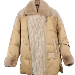 Chaqueta con cuello de piel de visón Real para mujer, chaqueta con solapa de manga de conejo de Angora cosida, media y larga, nueva moda, Invierno 2022