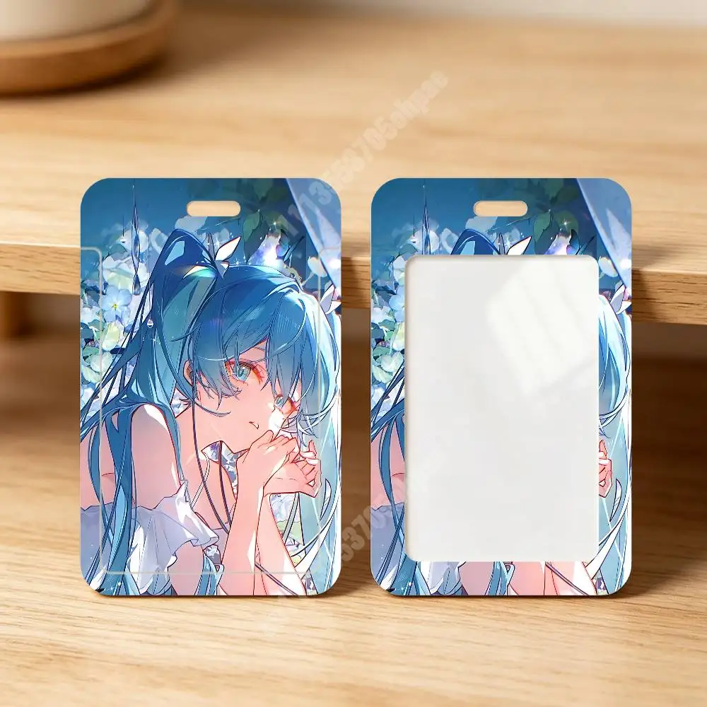 Virtual Singer Girl M-i-k-u Plastic Card Holder Student ID Card Clear Transparent Business Office Supplies