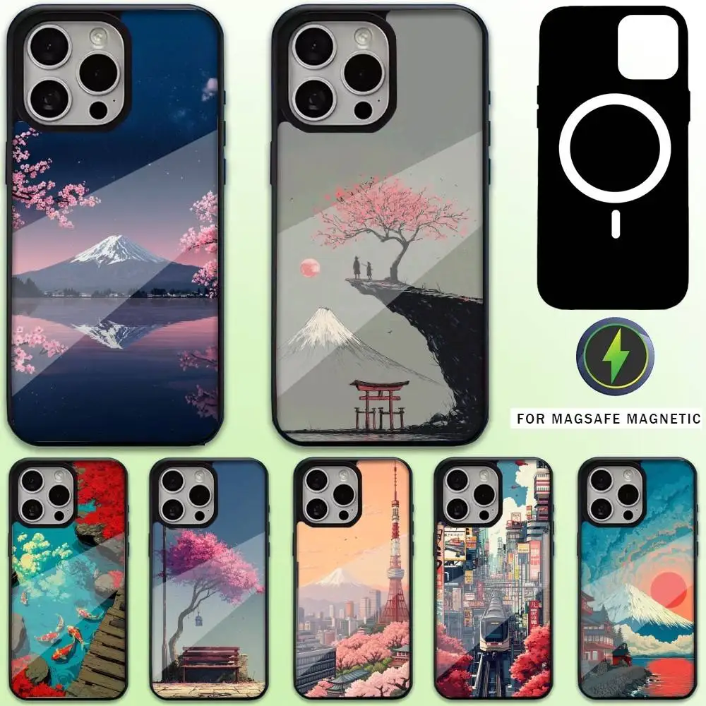 

Japanese Mount Fuji Scenic Area Phone Case For iPhone17,16,15,14,13,12,11 Plus,Pro Max Magnetic Magsafe Wireless Charging