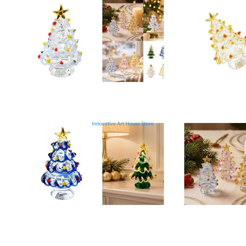 E1PC Freestanding Crystal Mini Christmas Tree Accent for Seasonal Tabletop Decors
